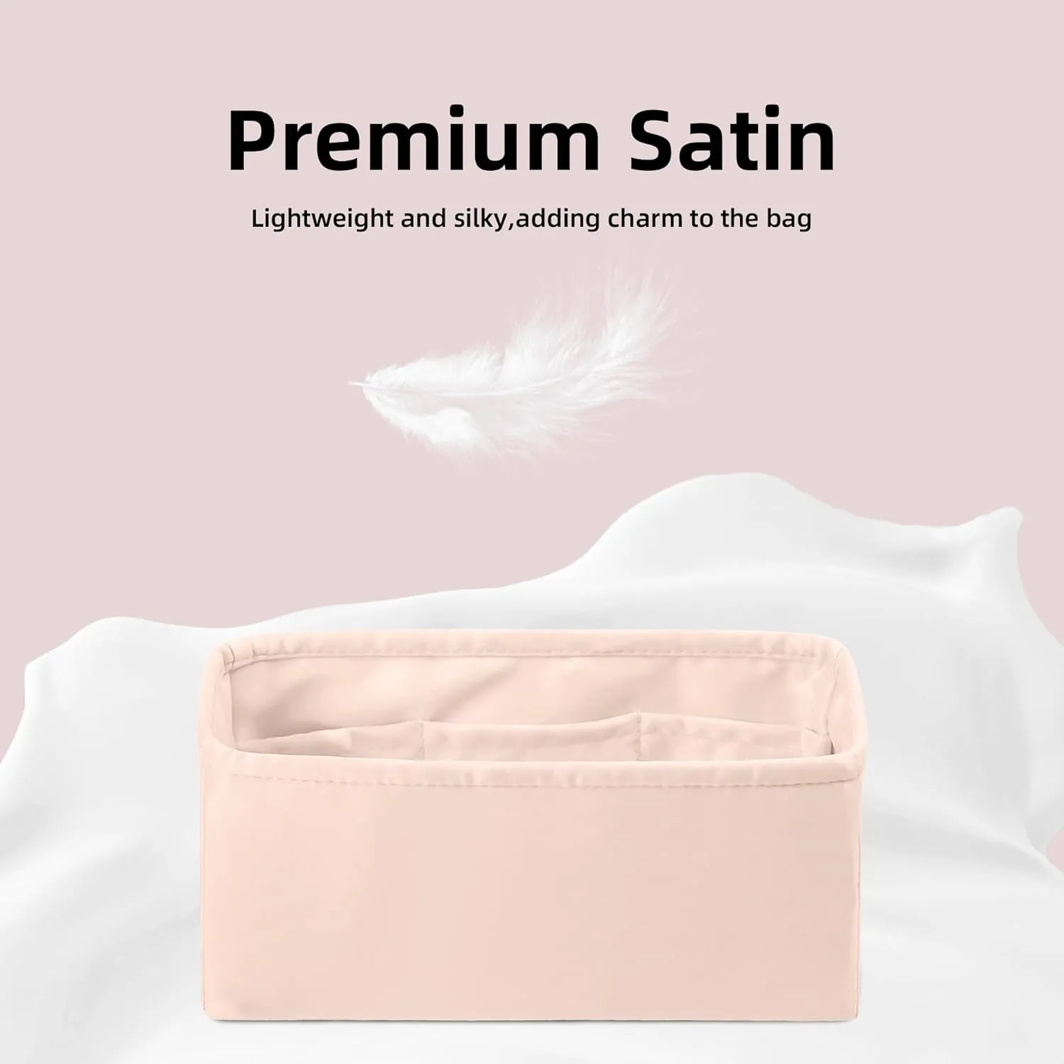 DGAZ Silk Purse Organizer Insert Fits Dior D-joy Bags,Silky Smooth Bag Organizer，Luxury Handbag & Tote Shaper(Rose dragee,D-joy S)