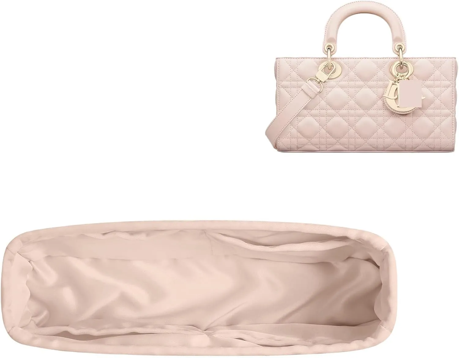 DGAZ Silk Purse Organizer Insert Fits Dior D-joy Bags,Silky Smooth Bag Organizer，Luxury Handbag & Tote Shaper(Rose dragee,D-joy S)