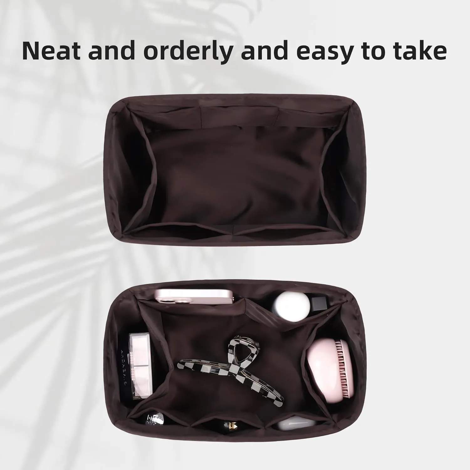 DGAZ Silk Purse Organizer Insert Fits LV Speedy 16/20/25/30/35/45 bags，Silky Smooth Bag Organizer，Luxury Handbag & Tote Shaper（Global Brown，SP25）