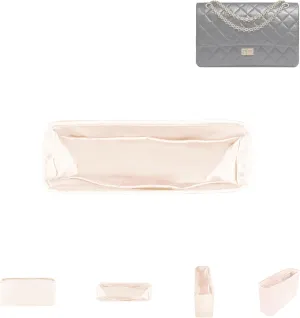 DGAZ Silk Purse Organizer Insert For Chanel 2.55 Bags,Silky Smooth Bag Organizer，Luxury Handbag & Tote Shaper(Craie,2.55 Jumbo 28)