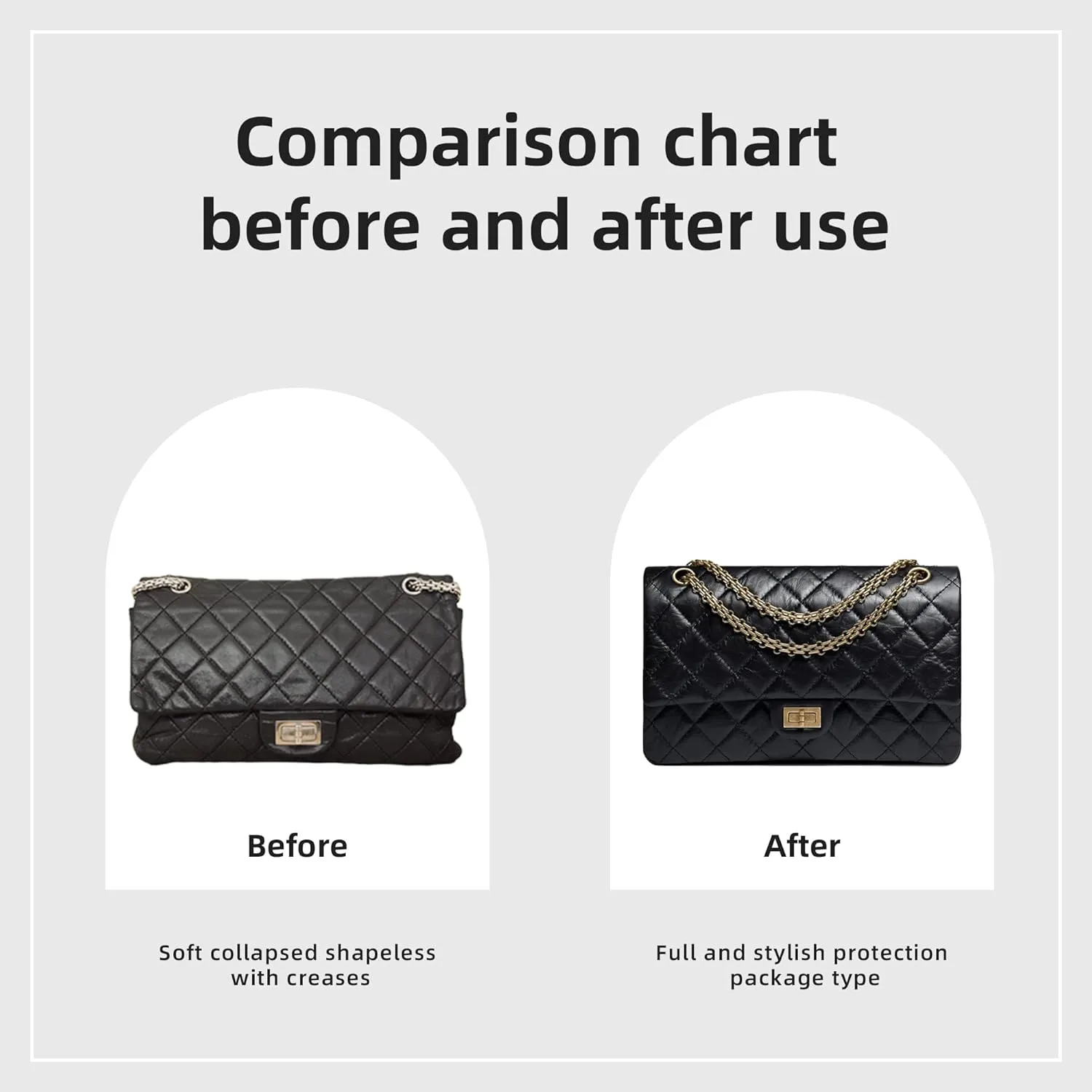 DGAZ Silk Purse Organizer Insert For Chanel 2.55 Bags,Silky Smooth Bag Organizer，Luxury Handbag & Tote Shaper(Craie,2.55 Jumbo 28)