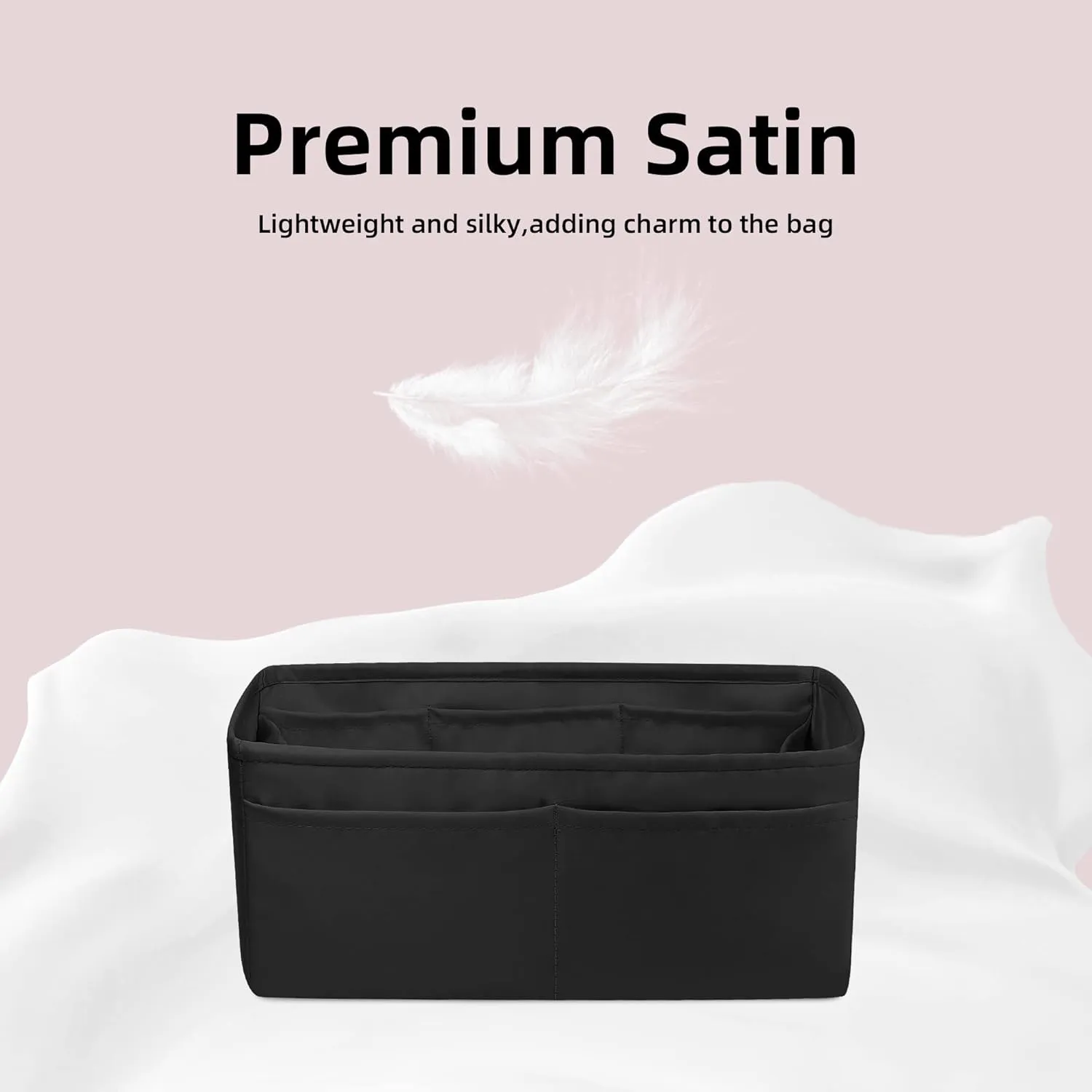 DGAZ Silk Purse Organizer Insert For Hermes 24/24 mini/29/35 Bags, Luxury Handbag & Tote Organizer, Simplicity bag organizer(Black,24/24-mini)