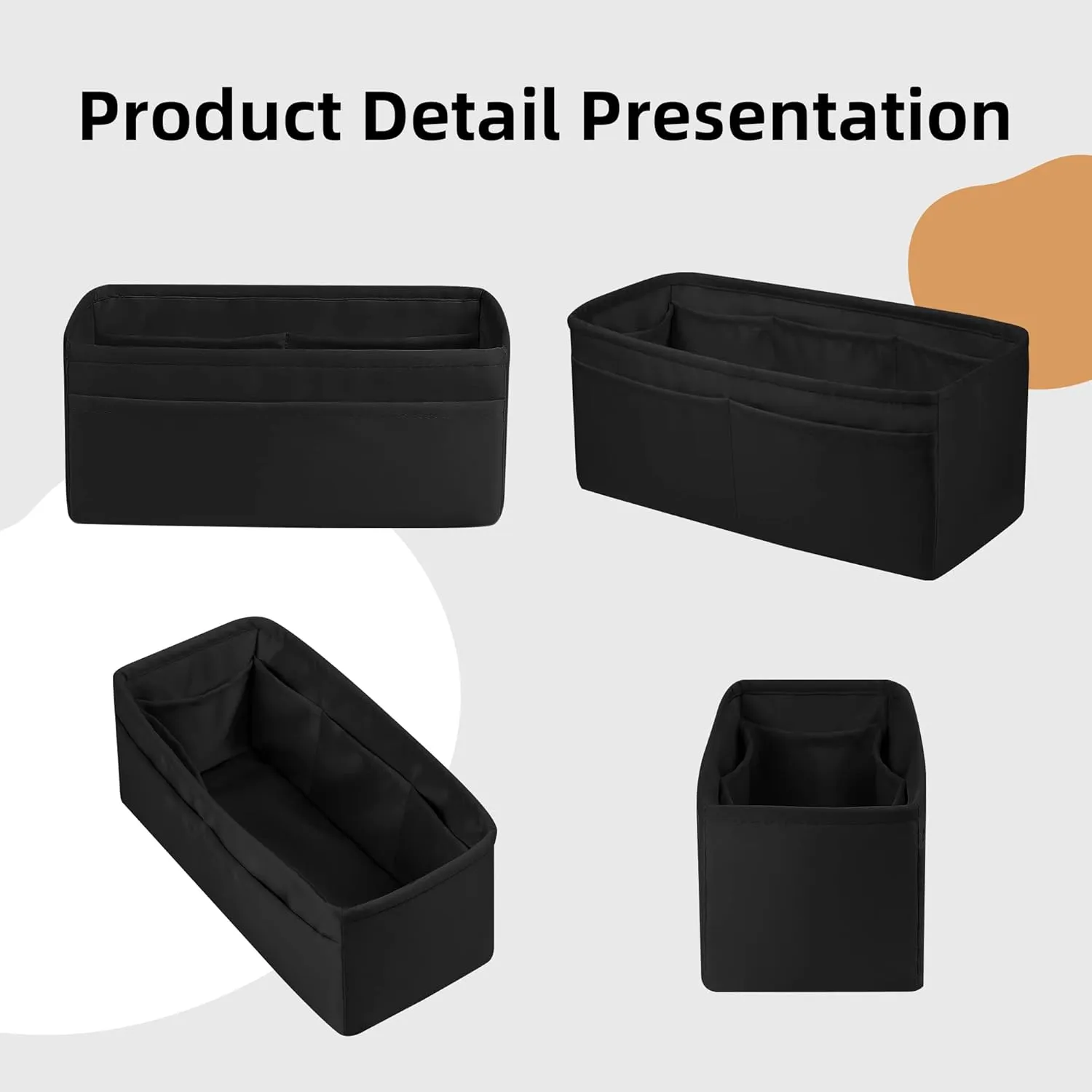 DGAZ Silk Purse Organizer Insert For Hermes 24/24 mini/29/35 Bags, Luxury Handbag & Tote Organizer, Simplicity bag organizer(Black,24/24-mini)