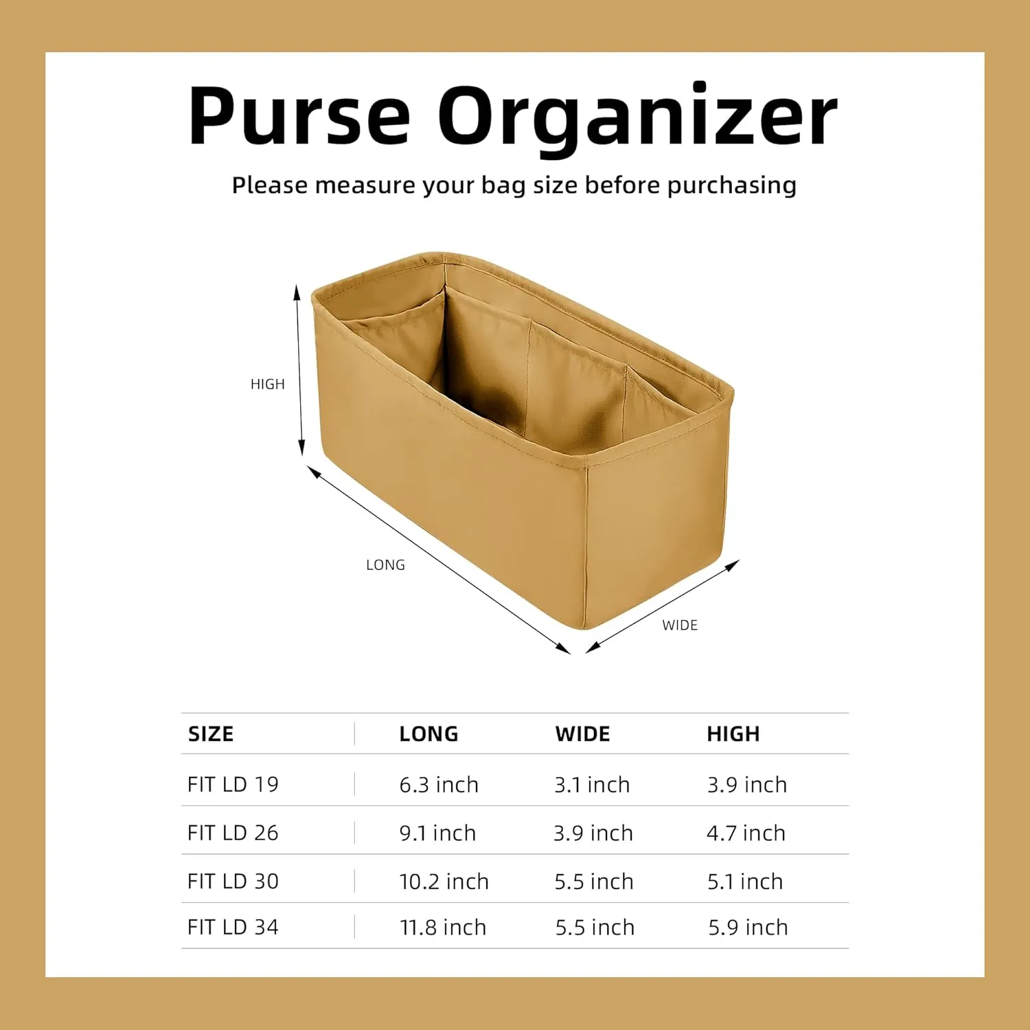 DGAZ Silk Purse Organizer Insert For Lindy 19/26/30/34 Bags, Silky Handbag & Tote Organizer, Bag in Bag,Simplicity Handbag & Tote Organizer
