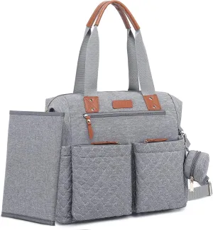 Diaper Bag Tote,Large Diaper Bag with Pacifier Case & Changing Pad,Waterproof Baby Bag with Shoulder Straps & Stroller Straps for Mom Dad