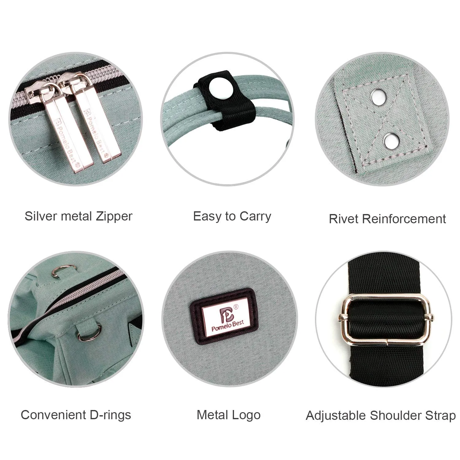 Diaper Bag Totes with Changing Pad & Stroller Straps, Large Portable Newborn Baby Bags, Unisex and Stylish Travel Diaper Backpacks for Mom and Dad (Mint green)