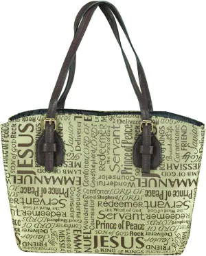 Dicksons Brown Purse Fashion Jacquard Fabric Zippered Bible Cover Case with Shoulder Carry Handles, Large