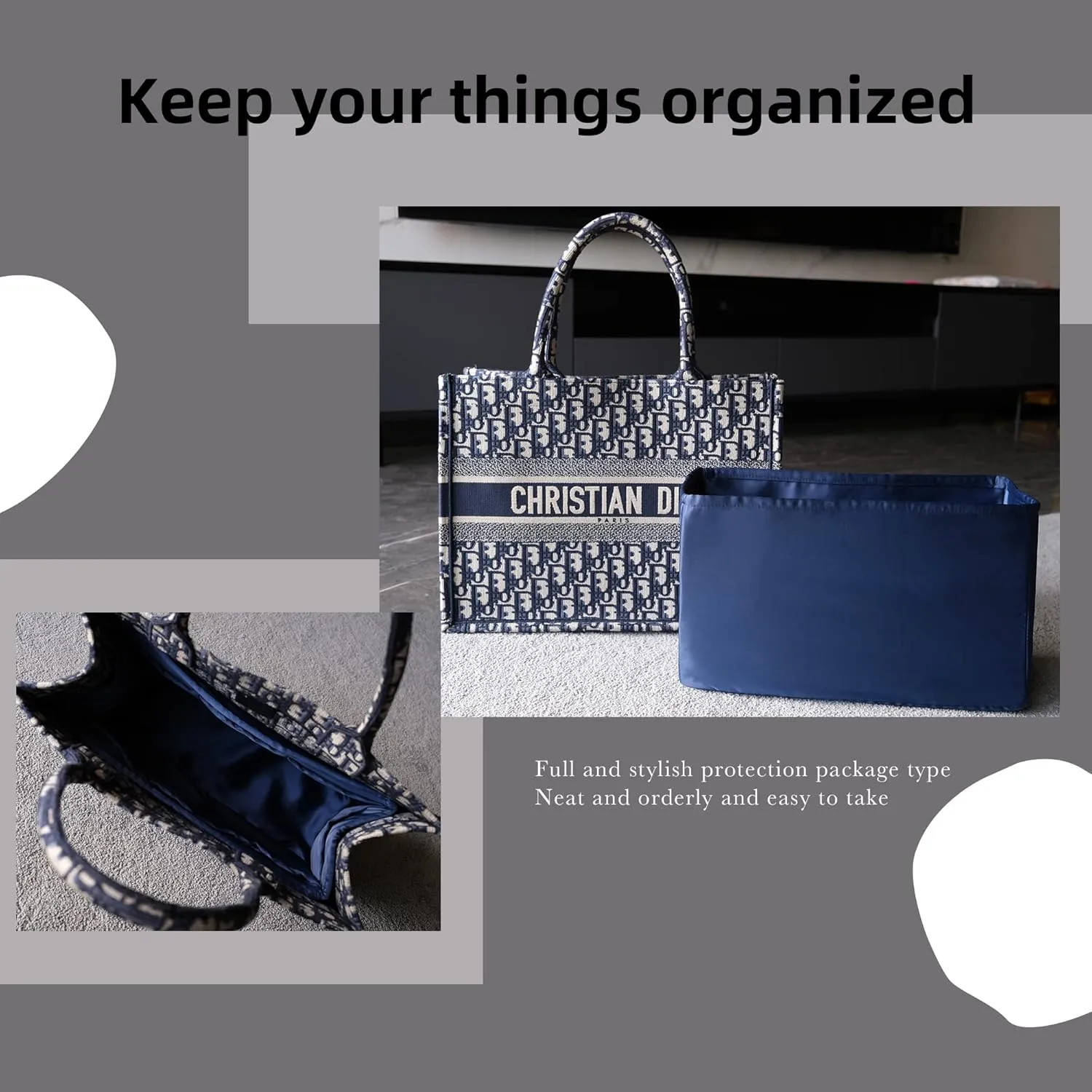 Dior Book Tote Organizer: Pillow Insert & Luxury Handbag Shaper, Silky Smooth Custom Fit for Mini/S/M/L Bags