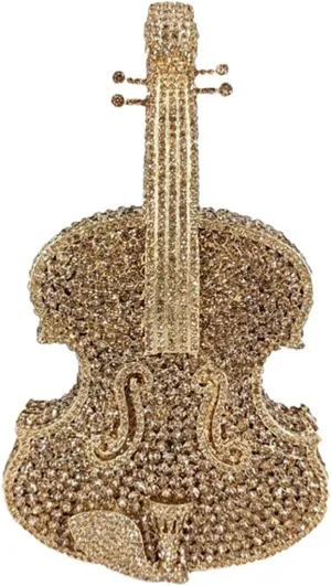 DJBM Cute Violin Rhinestone Evening Bag Chic Crystal Handbag Diamond Clutch Purse for Women Party Prom Banquet