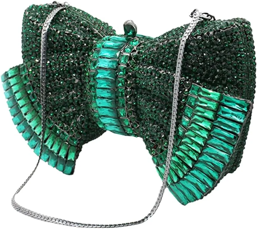 DJBM Sweet Bow Rhinestone Crystal Evening Clutch Diamond Evening Bags Purses and Handbags for Women Formal Party Wedding