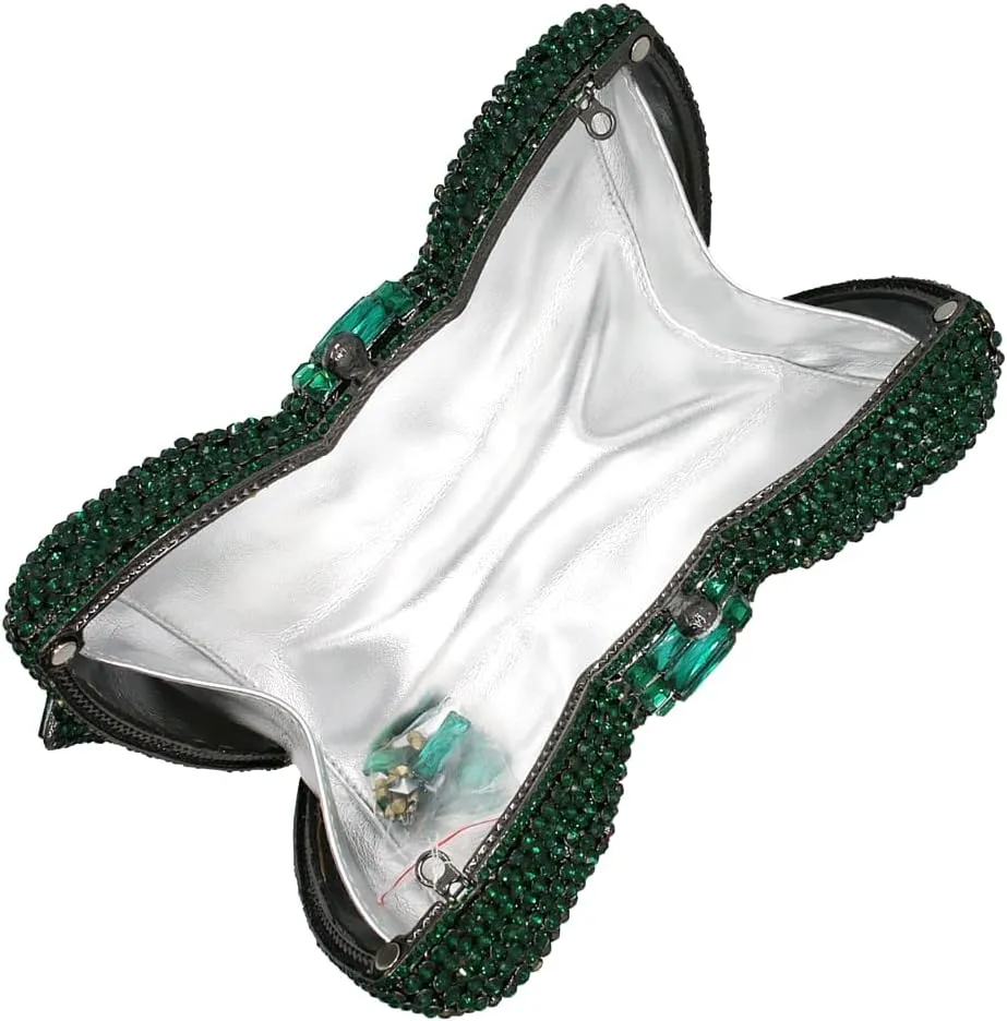 DJBM Sweet Bow Rhinestone Crystal Evening Clutch Diamond Evening Bags Purses and Handbags for Women Formal Party Wedding