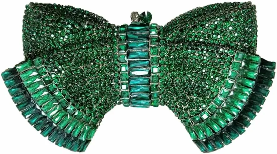 DJBM Sweet Bow Rhinestone Crystal Evening Clutch Diamond Evening Bags Purses and Handbags for Women Formal Party Wedding