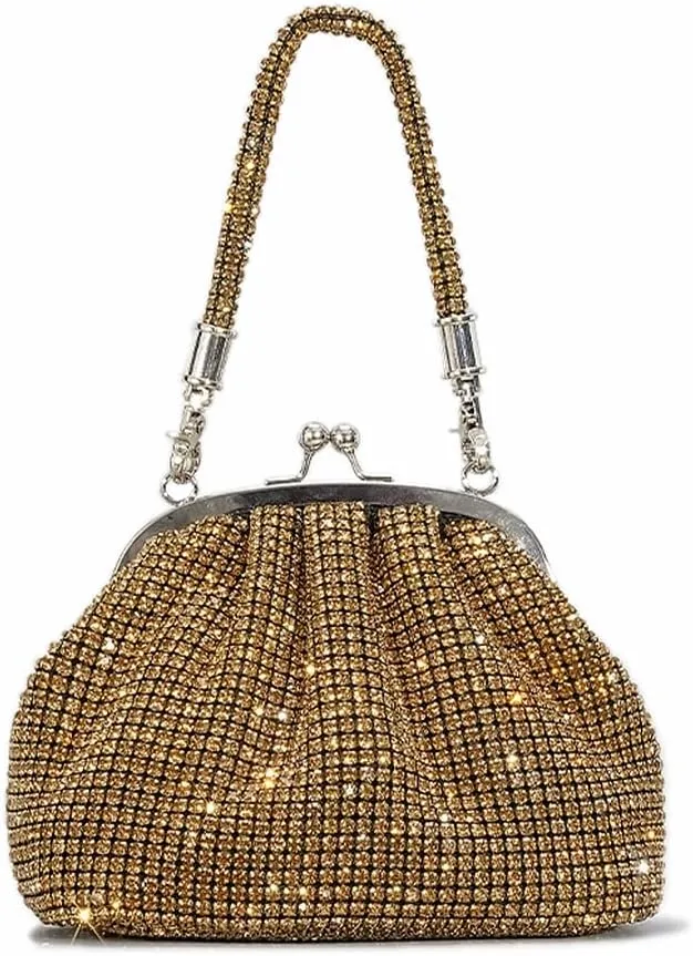 DJBM Women Full Diamonds Bucket Handbag Rhinestone Clutch Purse Evening Clutch for Women Party Prom Cocktail Wedding