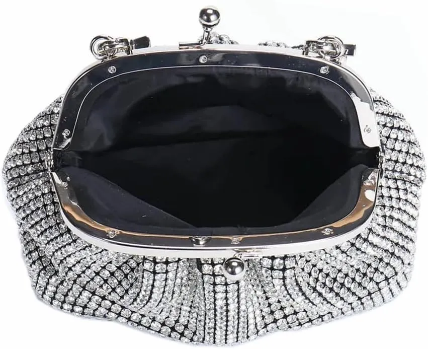 DJBM Women Full Diamonds Bucket Handbag Rhinestone Clutch Purse Evening Clutch for Women Party Prom Cocktail Wedding