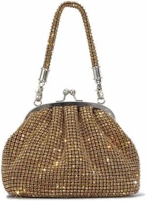 DJBM Women Full Diamonds Bucket Handbag Rhinestone Clutch Purse Evening Clutch for Women Party Prom Cocktail Wedding
