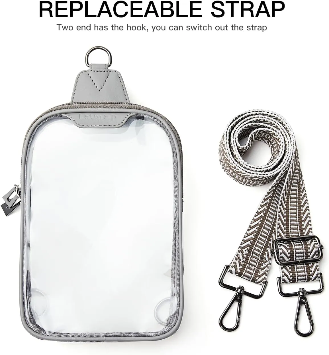 DOUBLE ZIP Clear bags Stadium Approved Crossbody Sling Bag Fanny Pack Purses for Women Men Belt bag for Stadium Events