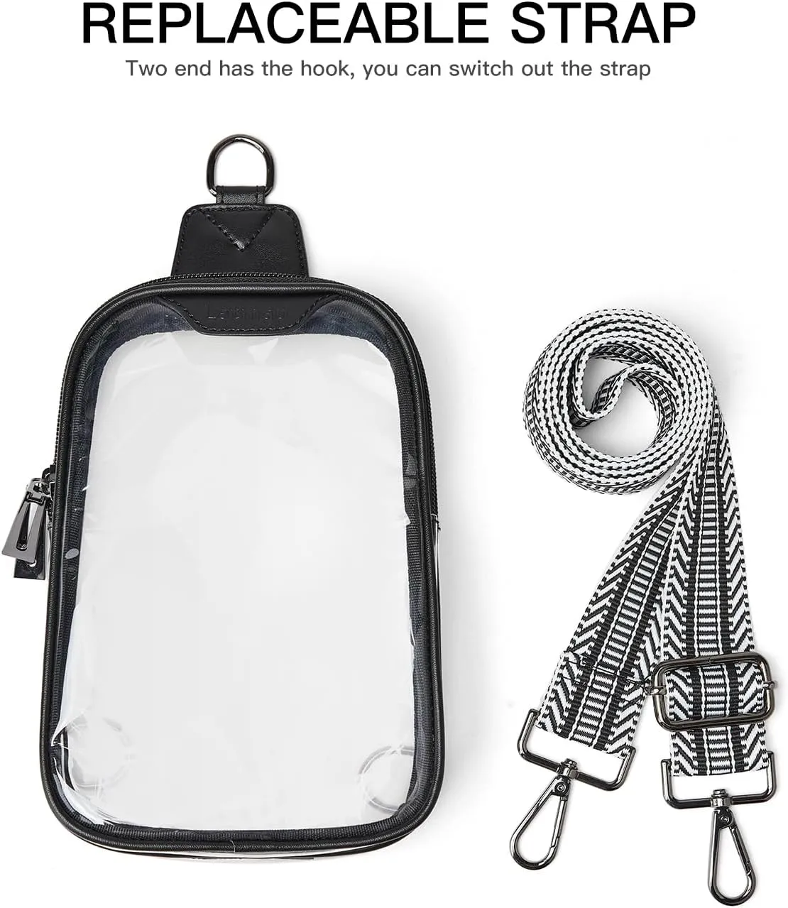 DOUBLE ZIP Clear bags Stadium Approved Crossbody Sling Bag Fanny Pack Purses for Women Men Belt bag for Stadium Events