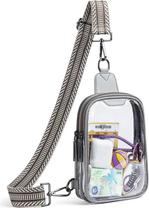 DOUBLE ZIP Clear bags Stadium Approved Crossbody Sling Bag Fanny Pack Purses for Women Men Belt bag for Stadium Events