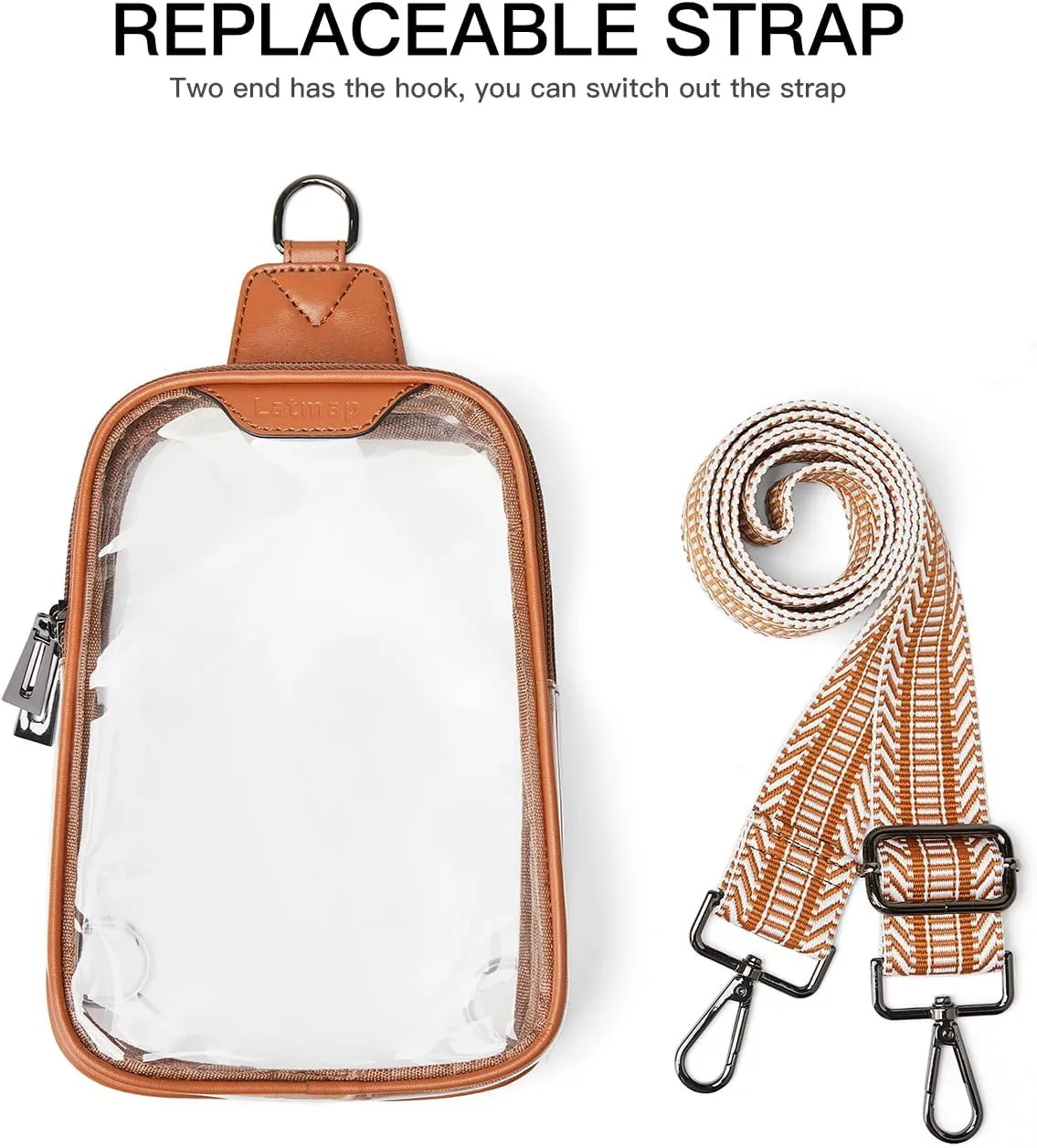 DOUBLE ZIP Clear bags Stadium Approved Crossbody Sling Bag Fanny Pack Purses for Women Men Belt bag for Stadium Events