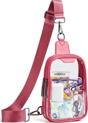DOUBLE ZIP Clear bags Stadium Approved Crossbody Sling Bag Fanny Pack Purses for Women Men Belt bag for Stadium Events