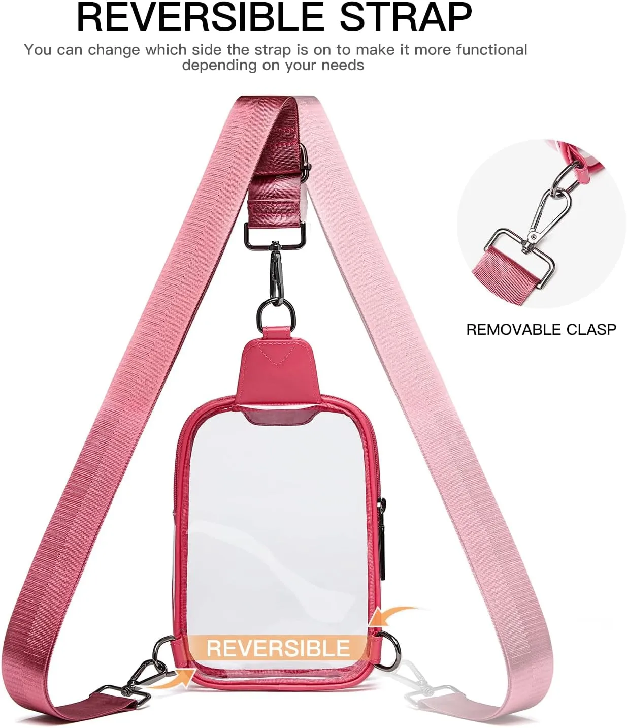 DOUBLE ZIP Clear bags Stadium Approved Crossbody Sling Bag Fanny Pack Purses for Women Men Belt bag for Stadium Events