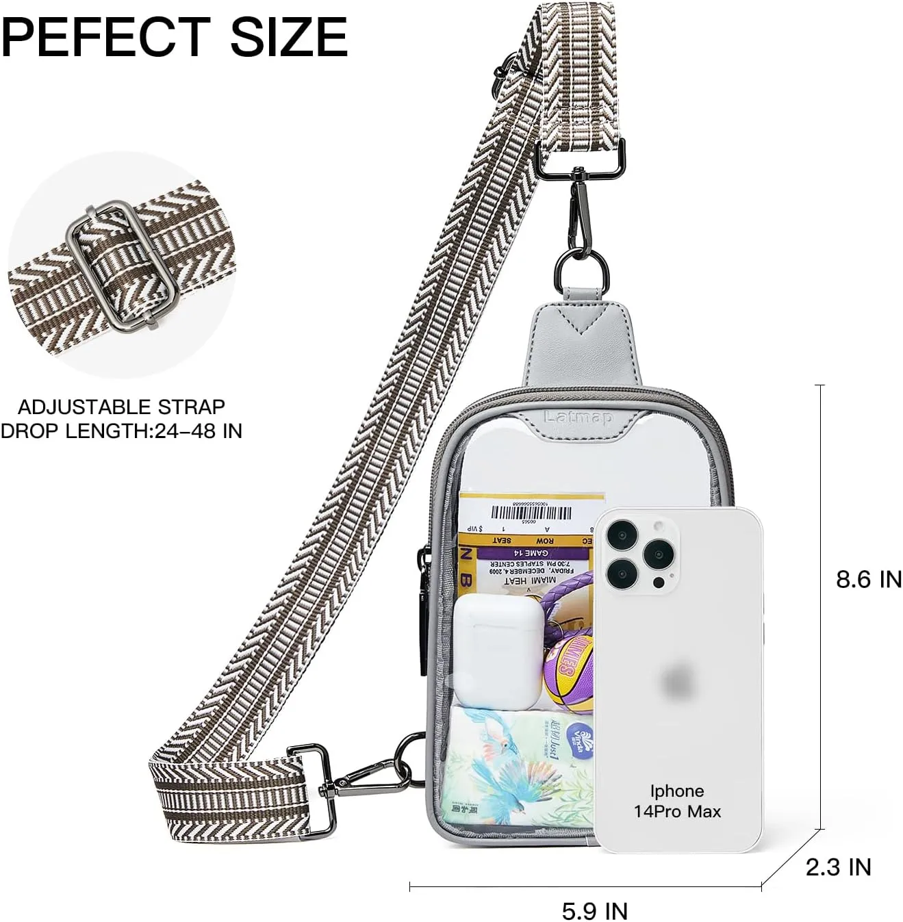 DOUBLE ZIP Clear bags Stadium Approved Crossbody Sling Bag Fanny Pack Purses for Women Men Belt bag for Stadium Events