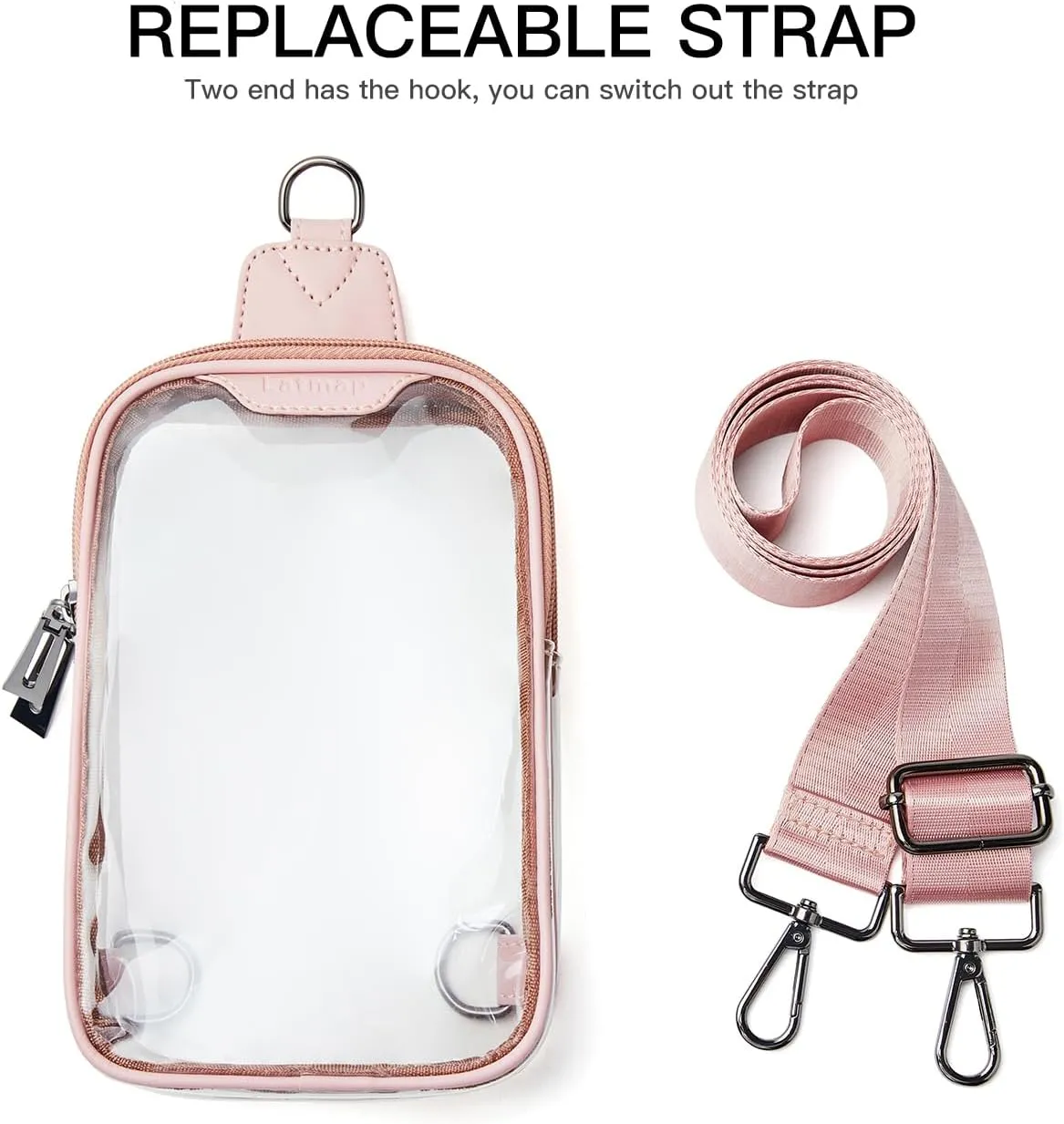 DOUBLE ZIP Clear bags Stadium Approved Crossbody Sling Bag Fanny Pack Purses for Women Men Belt bag for Stadium Events
