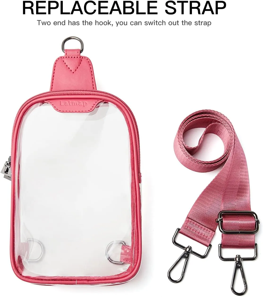 DOUBLE ZIP Clear bags Stadium Approved Crossbody Sling Bag Fanny Pack Purses for Women Men Belt bag for Stadium Events