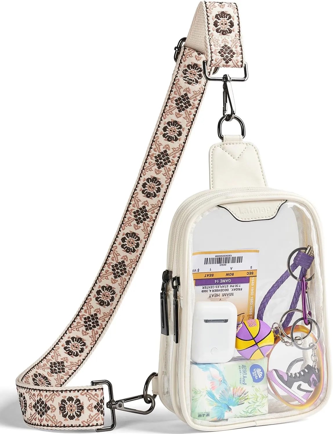 DOUBLE ZIP Clear bags Stadium Approved Crossbody Sling Bag Fanny Pack Purses for Women Men Belt bag for Stadium Events