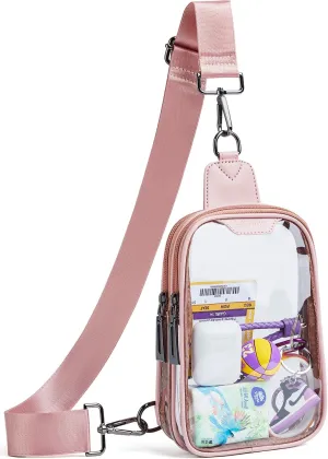 DOUBLE ZIP Clear bags Stadium Approved Crossbody Sling Bag Fanny Pack Purses for Women Men Belt bag for Stadium Events