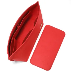 Doxo Purse Organizer Insert, Felt Bag Insert Tote Fit L Speedy 35, Neverfull PM & Base Shaper 2pc Set(Medium-Red-Combination)