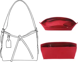 Doxo Purse Organizer Insert for Handbags, Felt Bag Organizer for Tote, Fit LV Carryall PM and More.(PM-Wine Red-Felt)