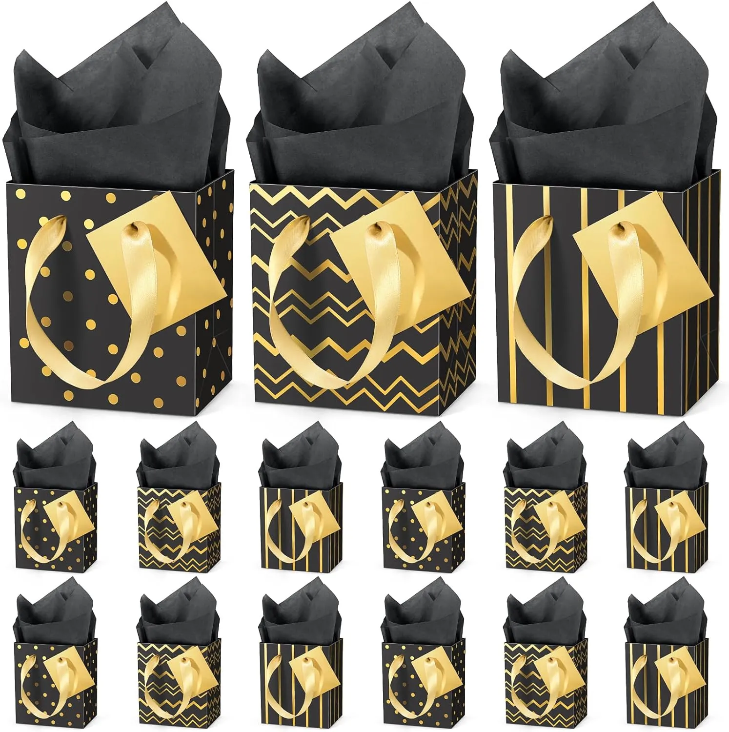 DOYIDE 30 Pcs Small Gift Bags with Handles, 4x2.75x4.5inch Mini Paper Gift Bags, Tiny Party Favor Bags with Tissue and Tag, Welcome Bags for Christmas Valentines Holidays Birthday Wedding Graduation