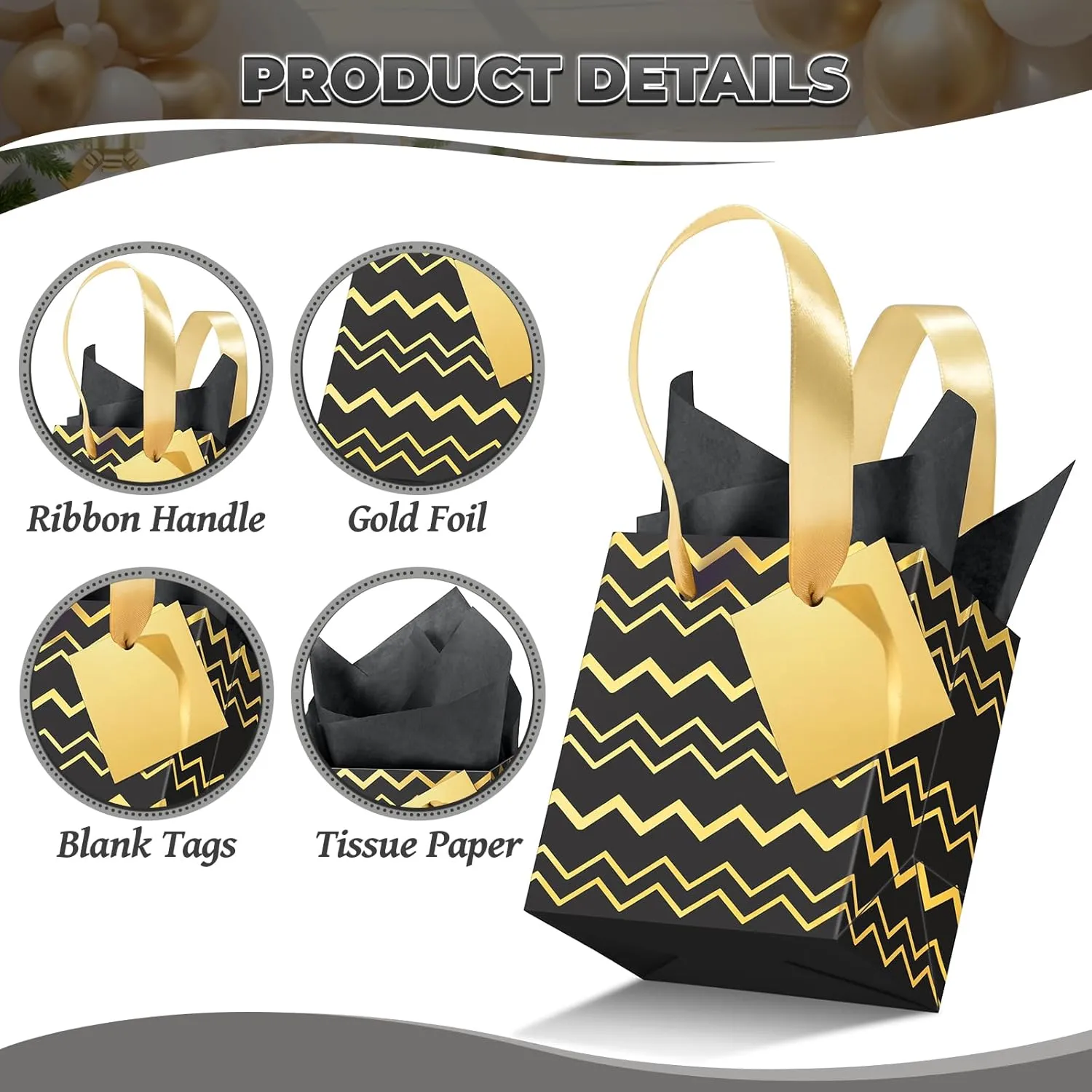 DOYIDE 30 Pcs Small Gift Bags with Handles, 4x2.75x4.5inch Mini Paper Gift Bags, Tiny Party Favor Bags with Tissue and Tag, Welcome Bags for Christmas Valentines Holidays Birthday Wedding Graduation