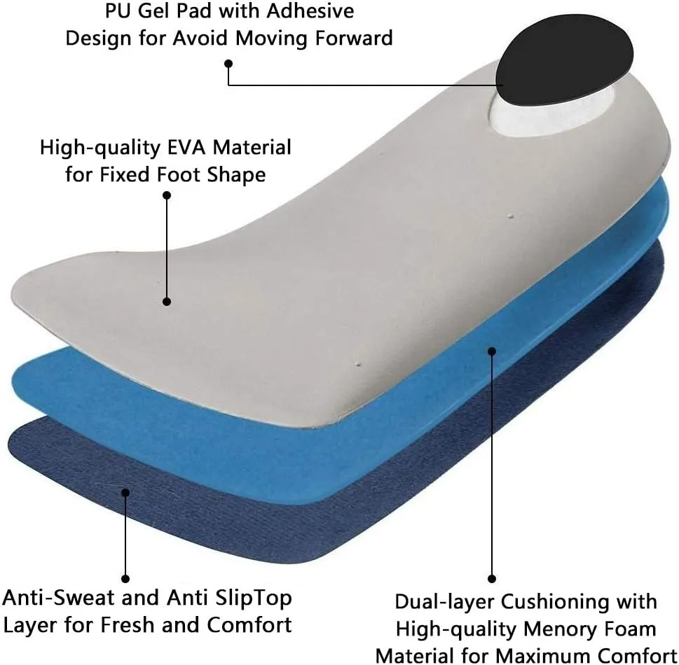 Dr. Foot's 3/4 Length Orthotics Insoles with Self Adhesive for Correct Flat Feet, Fallen Arches, Over-Pronation, Plantar Fasciitis, Heel Spurs, Bunions -1 Pair (M- W9-10.5 | M7.5-9)