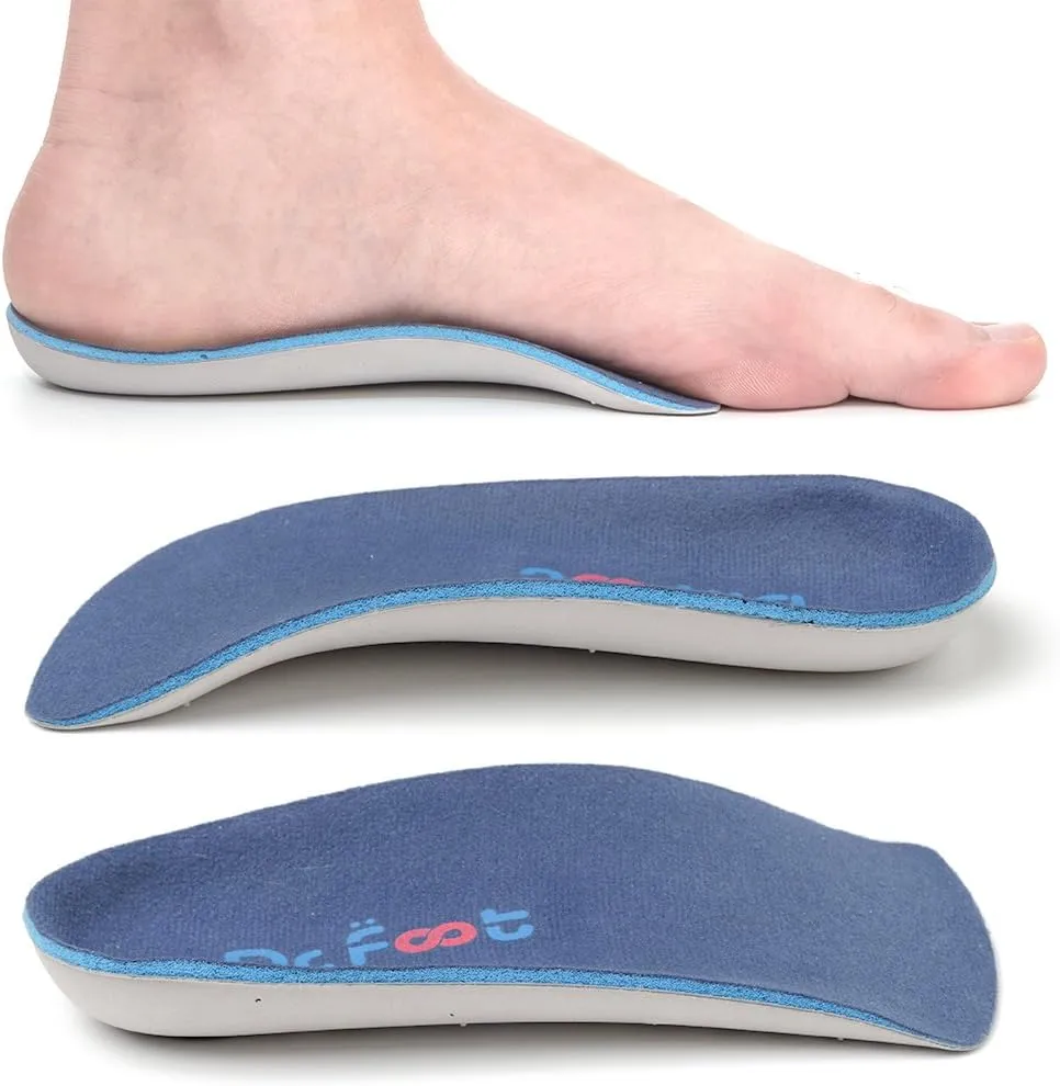 Dr. Foot's 3/4 Length Orthotics Insoles with Self Adhesive for Correct Flat Feet, Fallen Arches, Over-Pronation, Plantar Fasciitis, Heel Spurs, Bunions -1 Pair (M- W9-10.5 | M7.5-9)