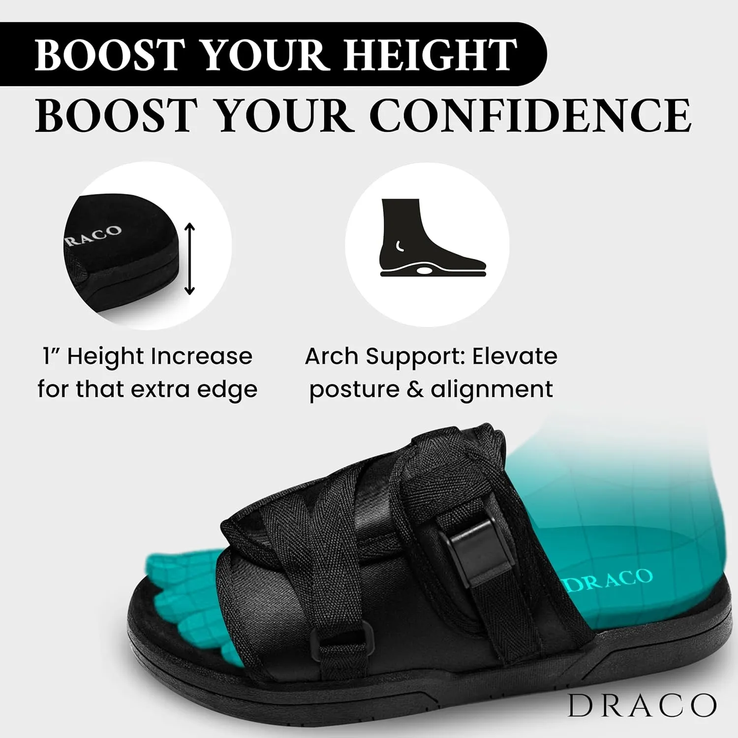 DracoSlides Original Slides for Men and Women, Made from Silk with Adjustable Straps for Wide/Narrow Feet, Sandals with Arch Support & Slip Resistant, Men & Women Footwear, Black