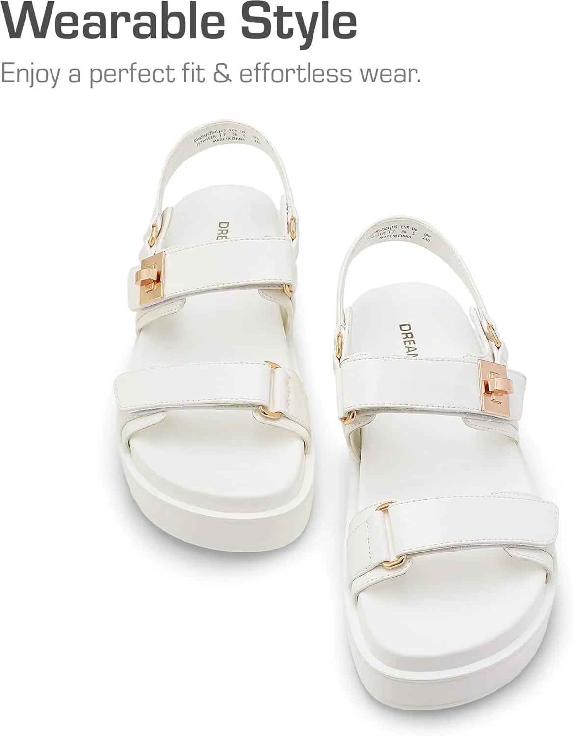 DREAM PAIRS Women's Low Wedge Sandals Comfortable Arch Support Platform Open toe Casual Dressy Flat Summer Sandals with Adjustable Straps