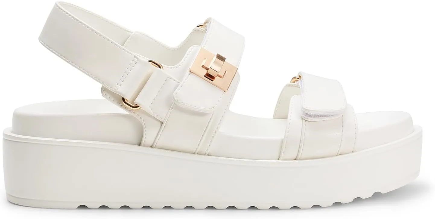 DREAM PAIRS Women's Low Wedge Sandals Comfortable Arch Support Platform Open toe Casual Dressy Flat Summer Sandals with Adjustable Straps