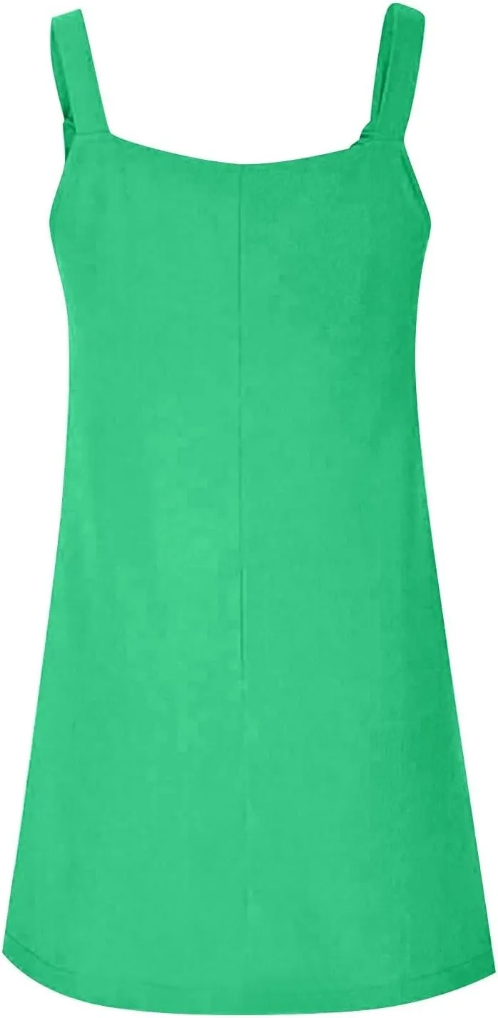 Dresses That Hide Tummy Bulge Women's Slimming Solid Color Adjustable Straps Jumpsuit Overalls Dress with Pockets