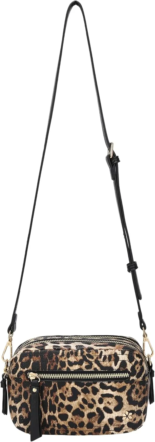 Dual zipper Cross body Shoulder bag with 2 shoulder straps- PU Vegan leather
