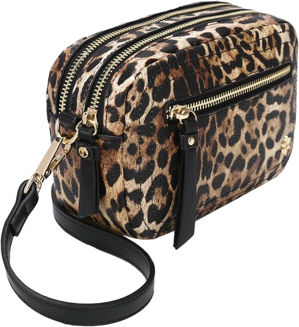 Dual zipper Cross body Shoulder bag with 2 shoulder straps- PU Vegan leather