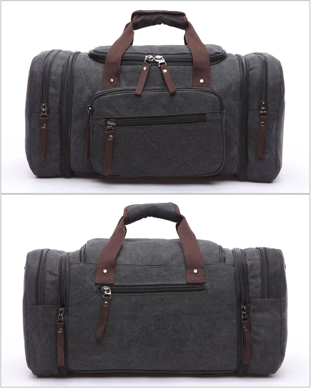 Duffle Bag for Travel, Large Canvas Duffel Bag for Travelling Overnight Weekender Bag Carry On Bag for Men Women Black