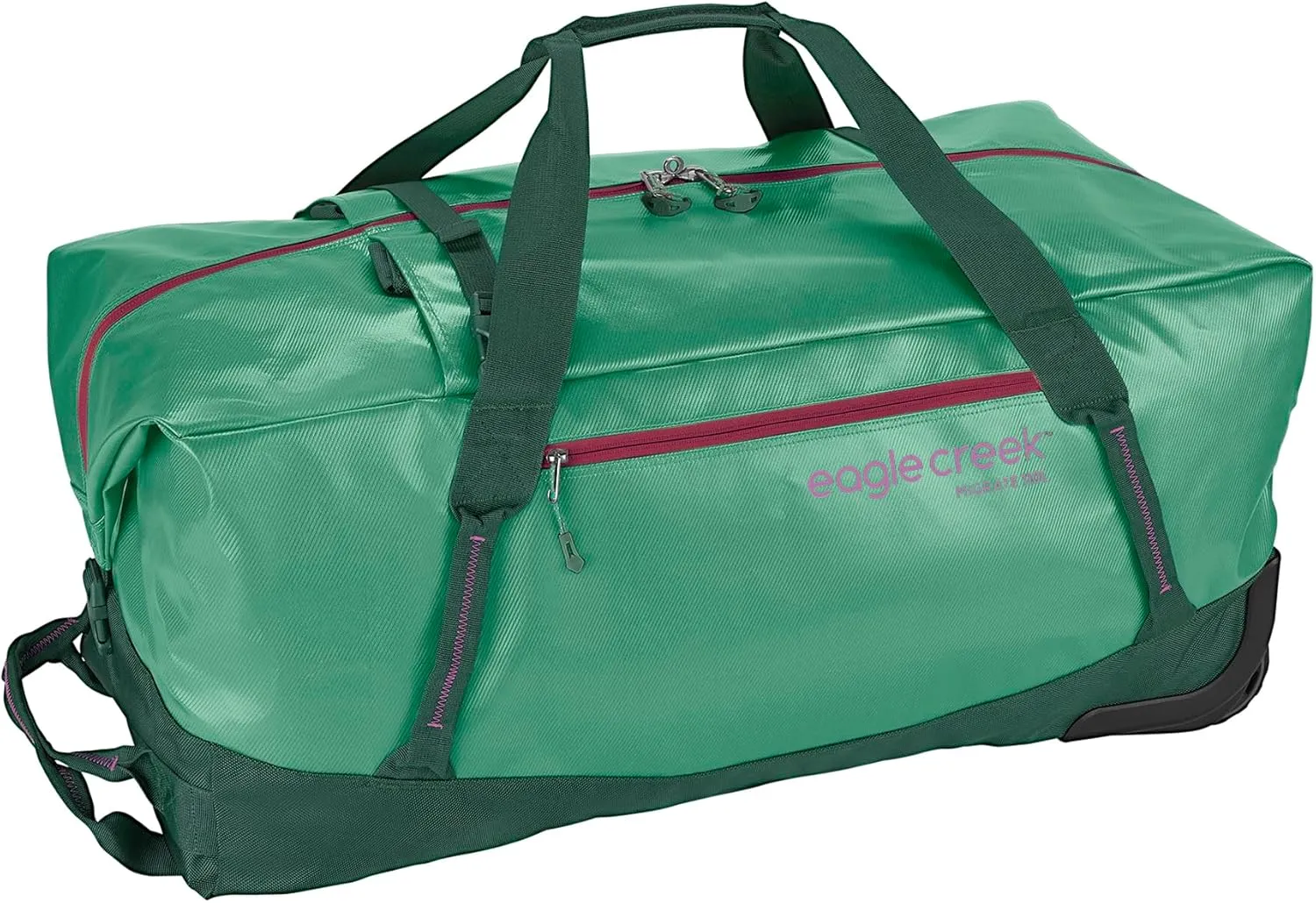 Eagle Creek Migrate 110L Rolling Duffle Bag with Wheels, Tuck-Away Backpack Straps, Wide-Mouth Main Compartment, Quick-Access Front Pocket & Bathtub Bottom, Willow Green