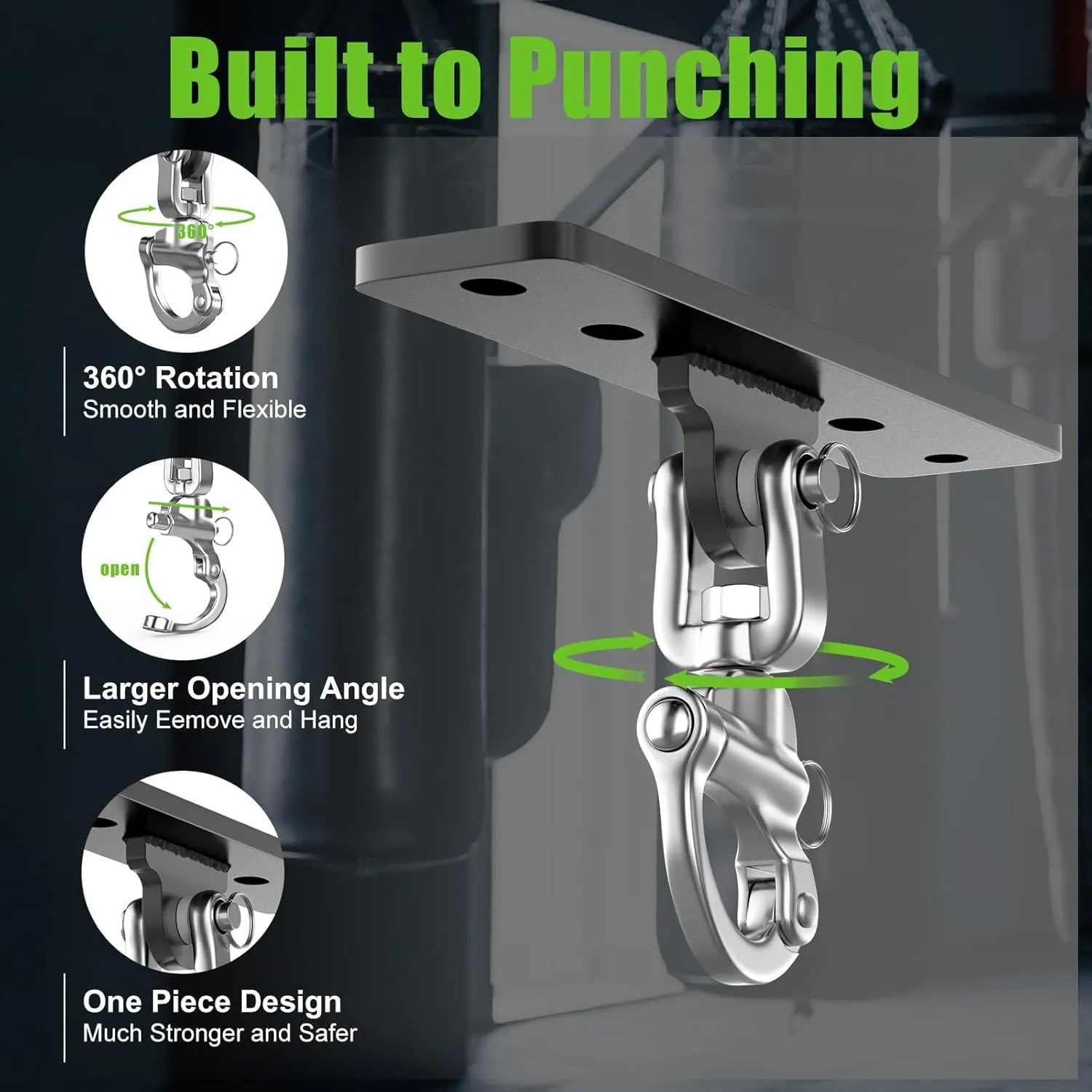 Eapele Punching Bag Hanger, Heavy Bag Ceiling Mount Holder for Hanging, 360° Swivel Boxing Bag Hanger for MMA Training, Muay Thai Bags, Heavy Duty Hook for Aerial Yoga, Porch Swings, Hammock Chairs