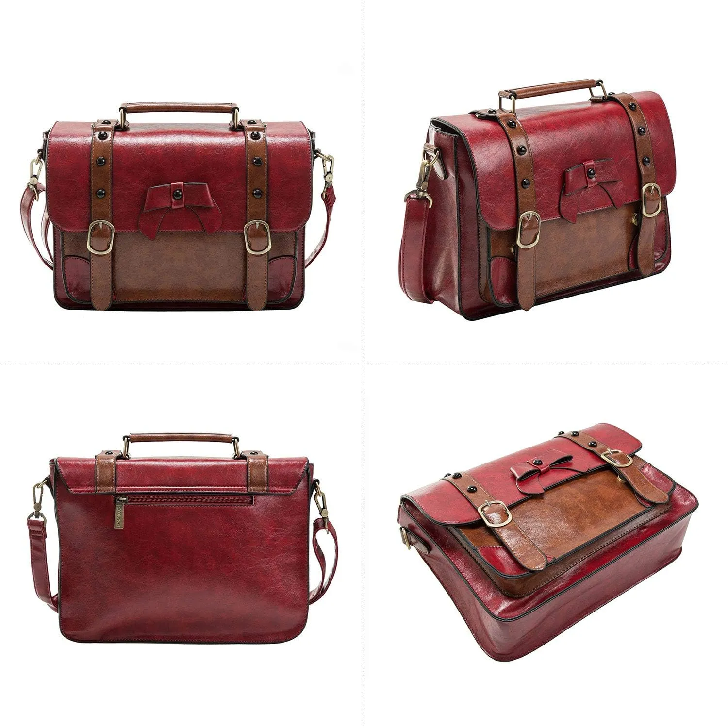 ECOSUSI Vintage Crossbody Messenger Bag Satchel Purse Handbag Briefcase for Women