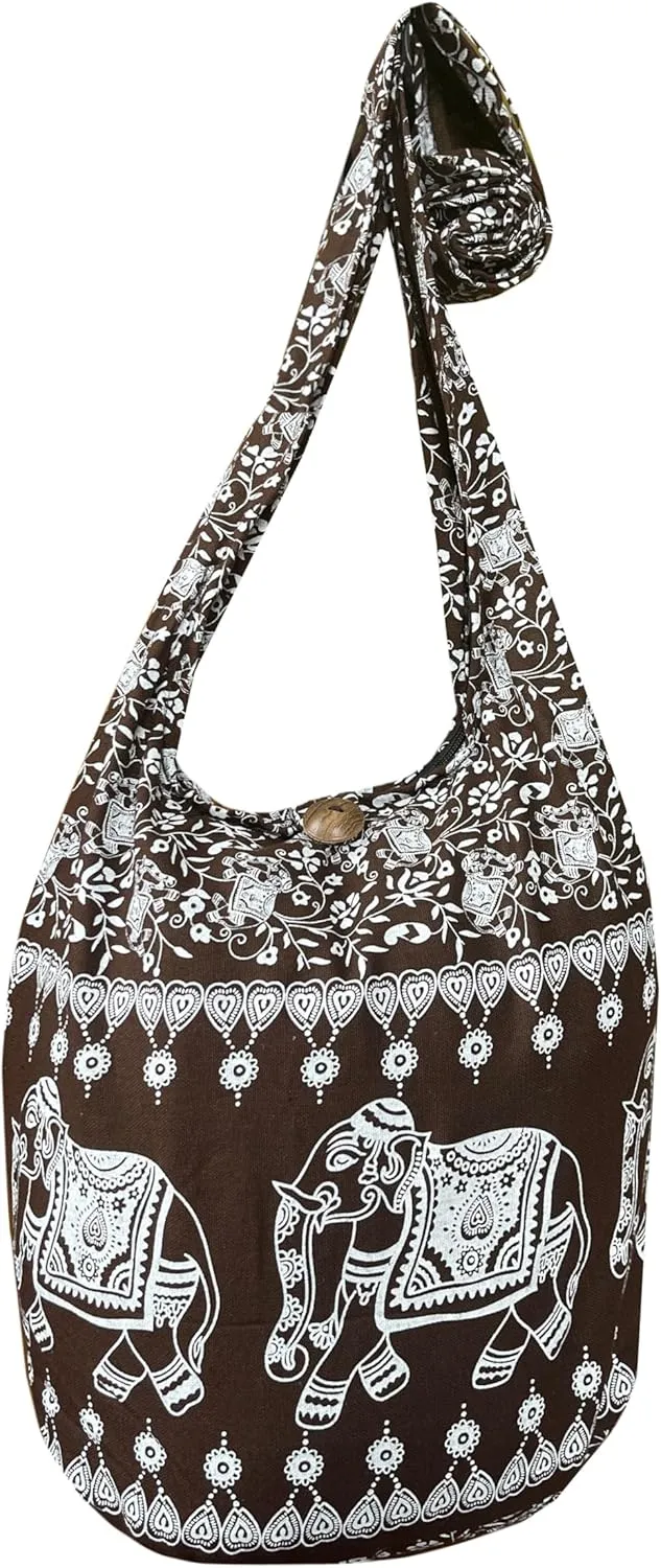 Elephant Crossbody Sling Bag Hippie Hobo Shoulder Purse Medium