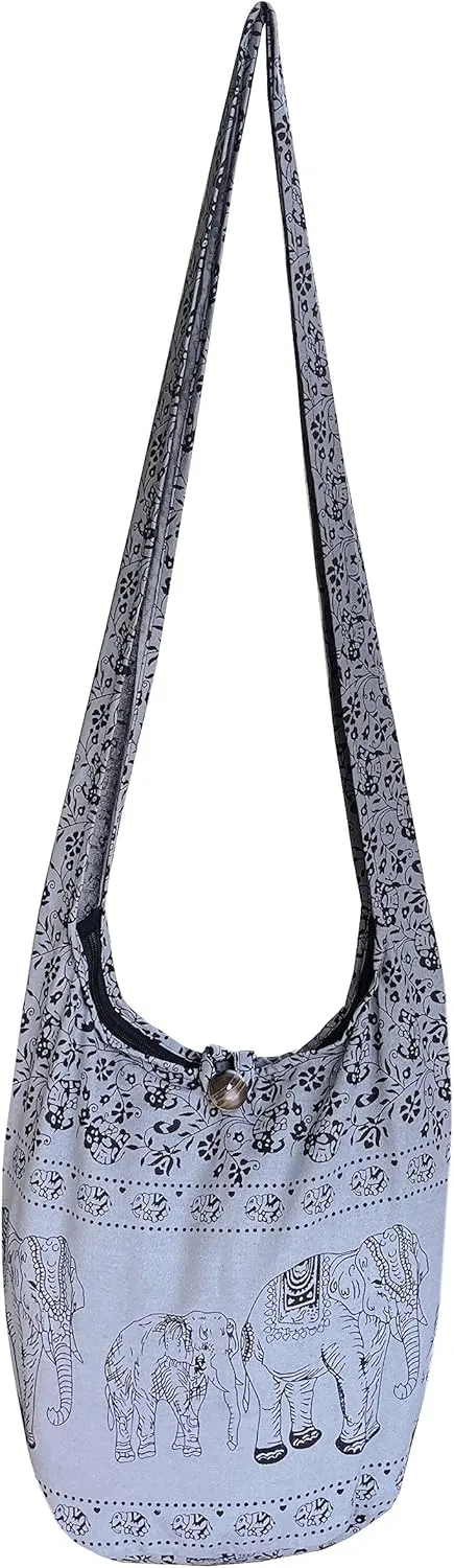 Elephant Crossbody Sling Bag Hippie Hobo Shoulder Purse Medium