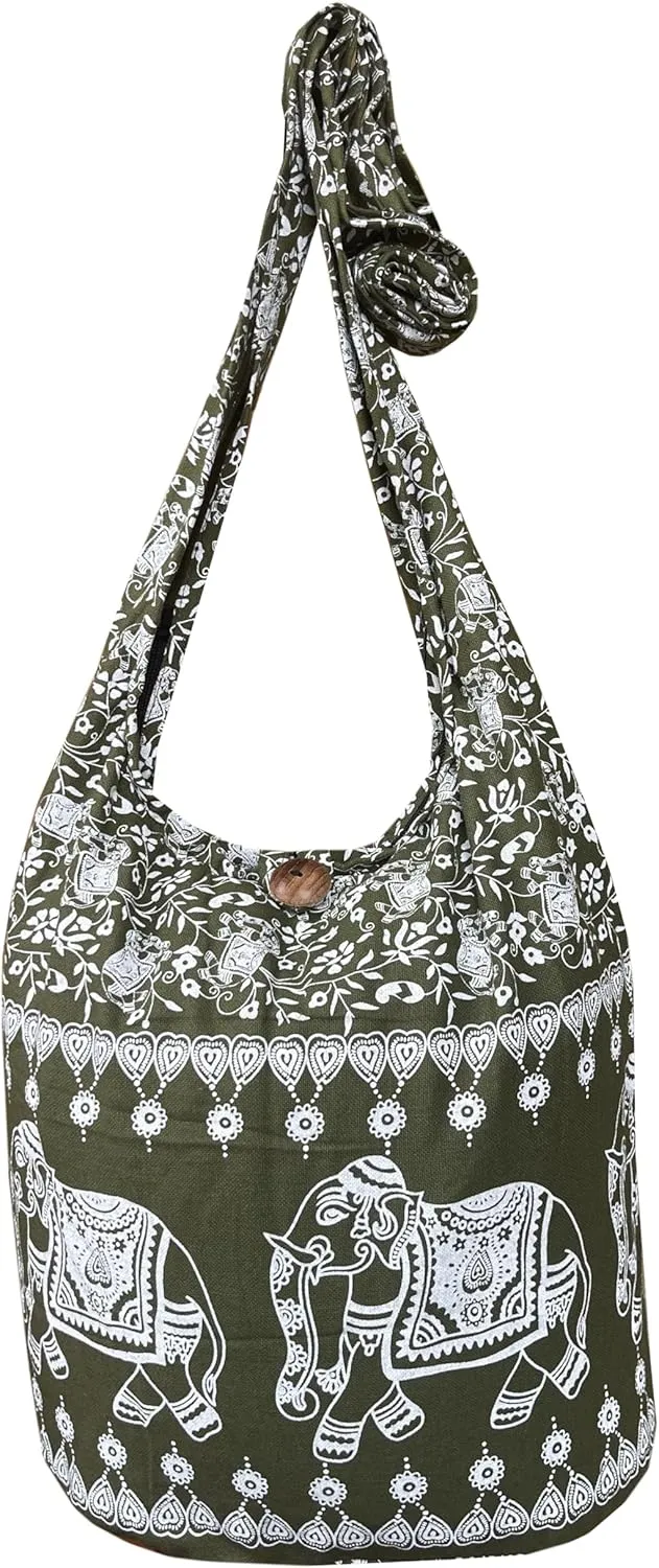 Elephant Crossbody Sling Bag Hippie Hobo Shoulder Purse Medium