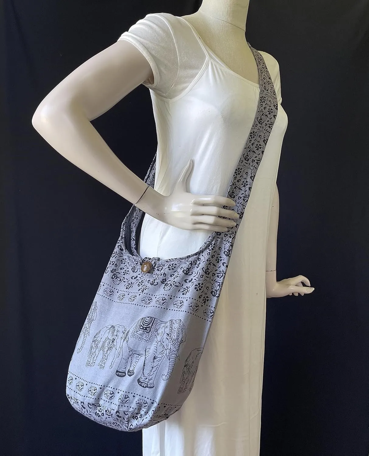 Elephant Crossbody Sling Bag Hippie Hobo Shoulder Purse Medium